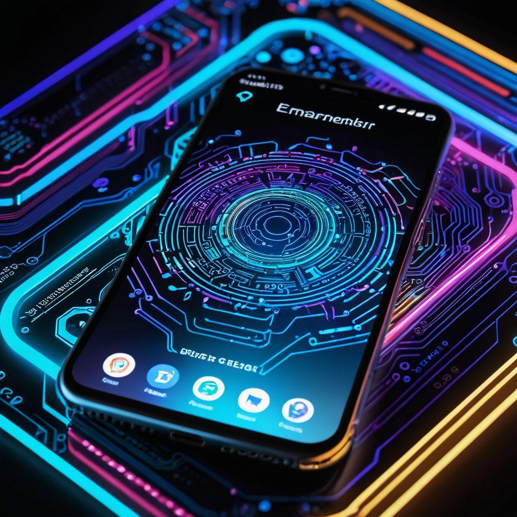 A close-up view of a smartphone screen displaying a colorful and detailed lock screen, surrounded by various unlocking tools like SIM ejector pins, a magnifying glass, and coding scripts. Illustrate the phone being dynamically unlocked with colorful animations, showcasing the essence of mastering techniques. The background should be a tech-savvy workspace with a digital feel. vibrantly colored. modern style. 3D.
